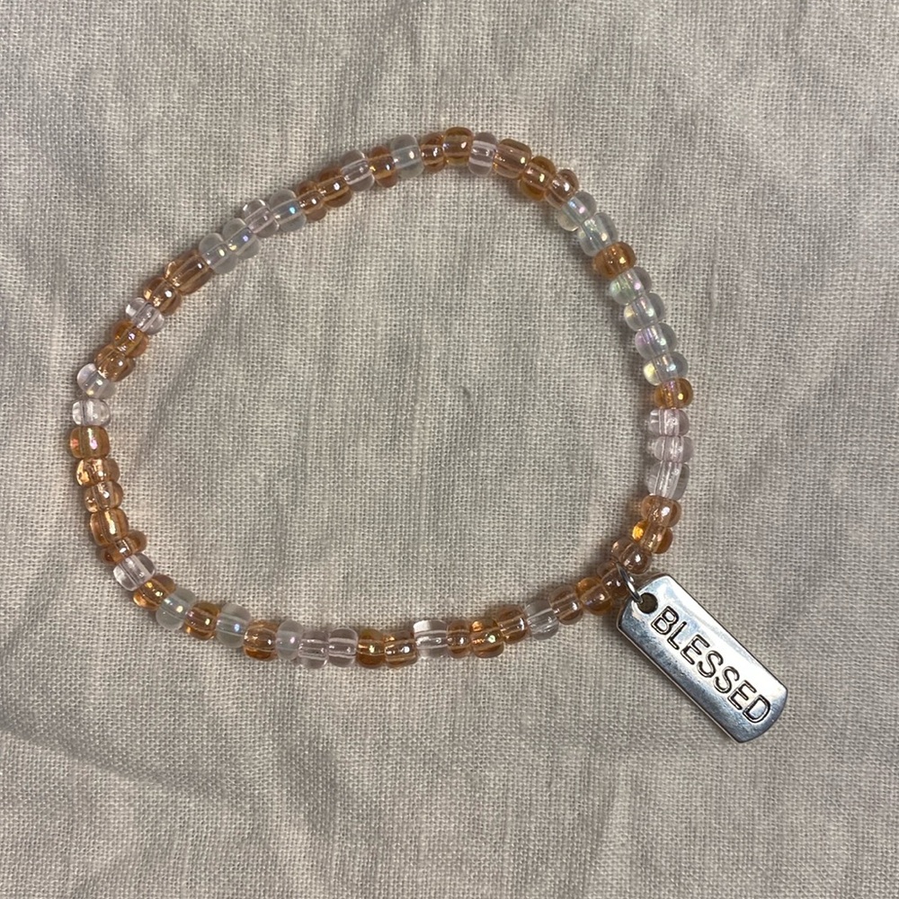 A handmade seed bead bracelet